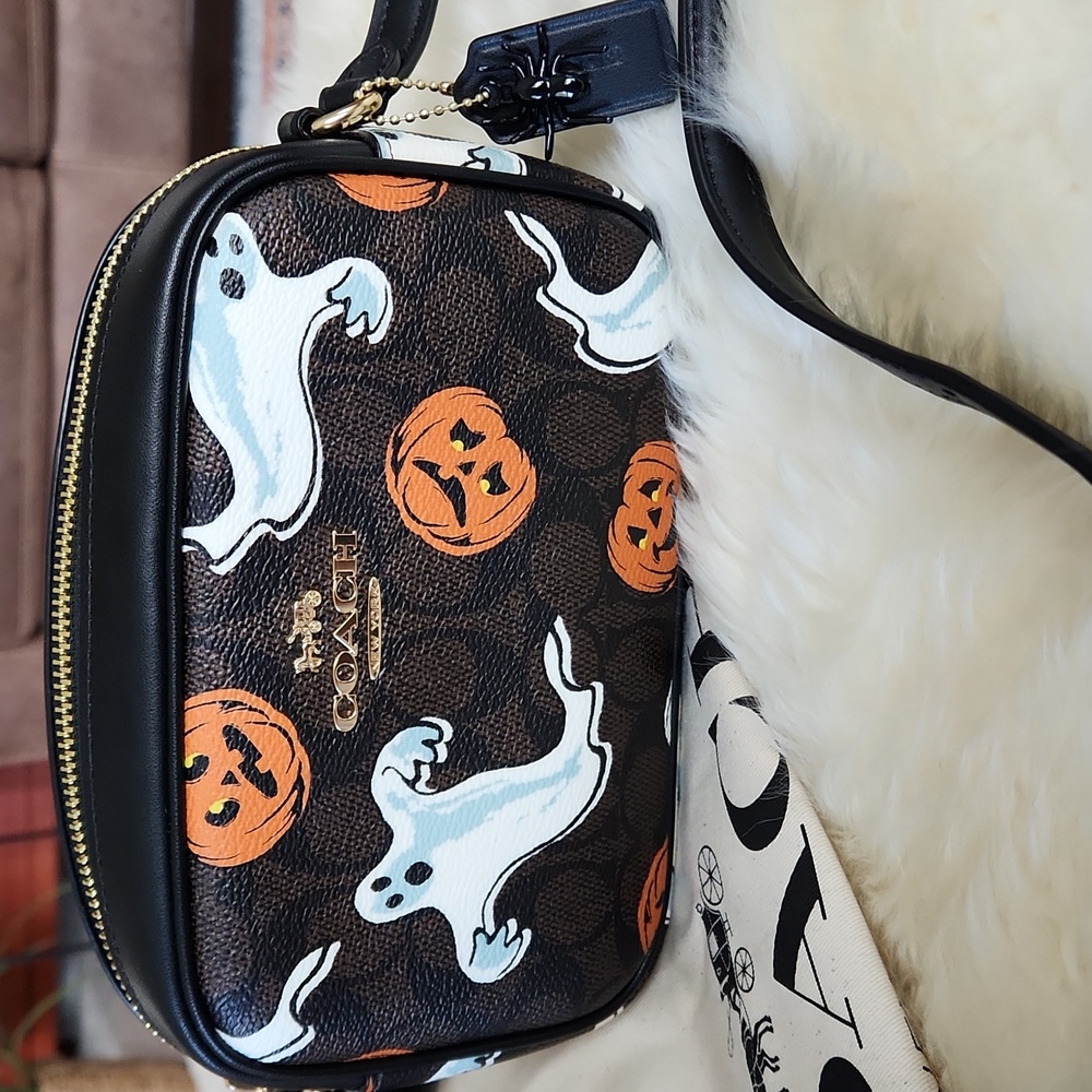 New Coach Pumpkin & Ghost Mini Jamie Signature Halloween Crossbody Bag 🎃👻 - Picture 4 of 15